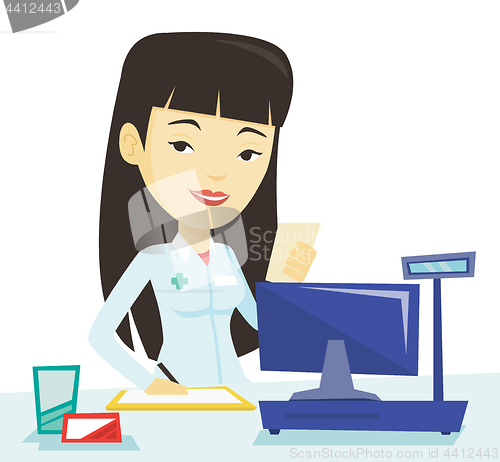 Image of Pharmacist writing prescription.