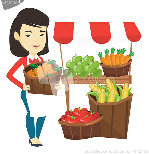 Image of Greengrocer with fruits and vegetables.