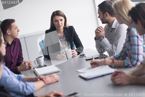 Image of Group of young people meeting in startup office