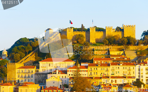 Image of Lisbon Castle sunset view, Portugal