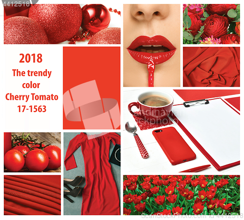 Image of Trendy color concept. Set with red color