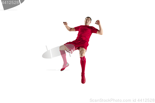 Image of Professional football soccer player isolated on white background