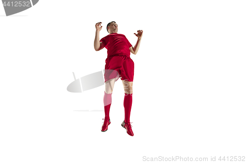 Image of Professional football soccer player isolated on white background