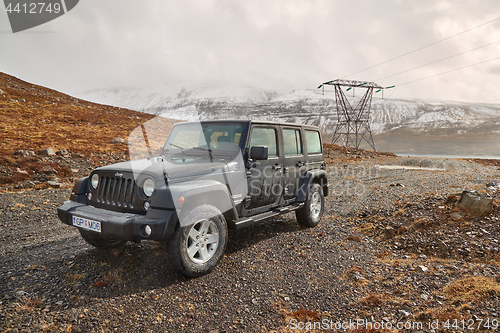 Image of Jeep Wrangler on Icelandic terrain