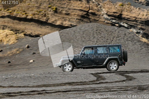 Image of Jeep Wrangler on Icelandic terrain