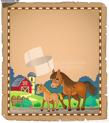 Image of Horse with foal theme parchment 1