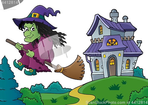 Image of Witch on broom theme image 8