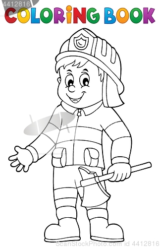 Image of Coloring book firefighter man 1