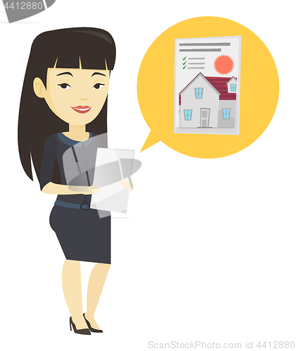 Image of Woman looking for house vector illustration.