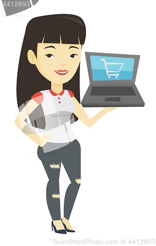 Image of Woman shopping online vector illustration.