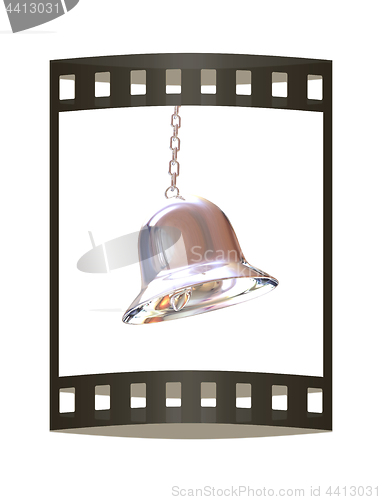 Image of Shiny metal bell isolated on white background. 3d illustration. 