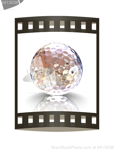 Image of 3D rendering metal golf Ball with white background. The film str