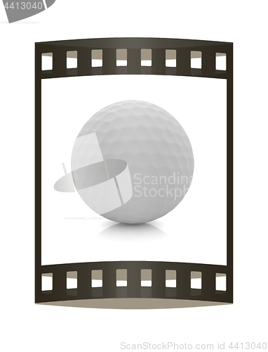 Image of Golf ball. 3D rendering. The film strip.