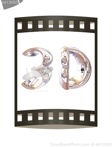 Image of 3d chrome text on a white background. 3D illustration.. The film