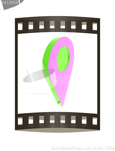 Image of Realistic 3d pointer of map. 3d illustration. The film strip.