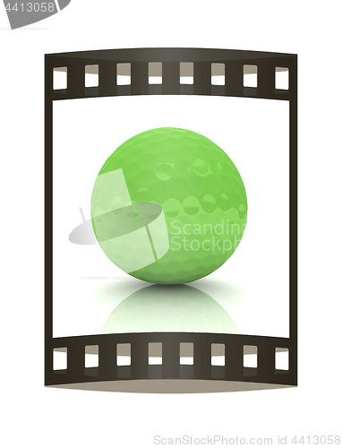 Image of Golf ball. 3D rendering. The film strip.