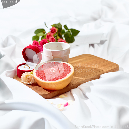 Image of The Love letter concept on table with breakfast