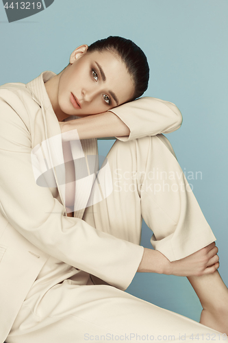 Image of Beauty portrait of a charming woman looking at camera