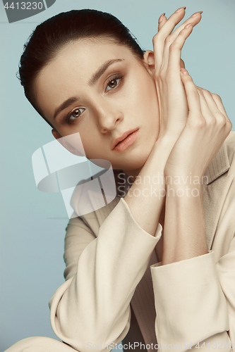 Image of Beauty portrait of a charming woman looking at camera
