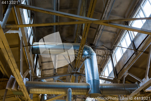 Image of ventilation pipes at factory shop