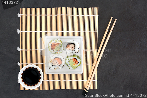 Image of Sushi and Soy Sauce