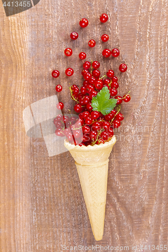 Image of Red currant fruits in an ice cream cone 