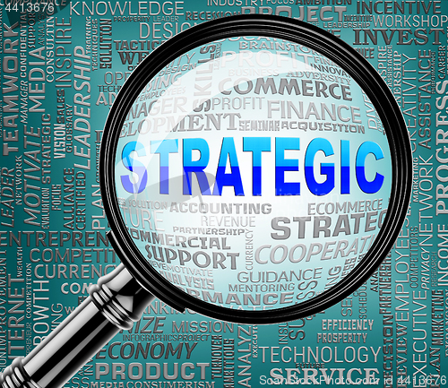 Image of Strategic Magnifier Means Business Strategy And Magnification