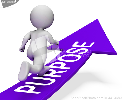 Image of Purpose Arrow Means Aim Aims And Man 3d Rendering
