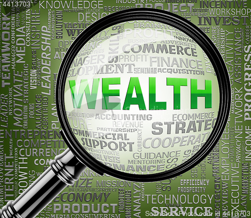 Image of Wealth Magnifier Indicates Searches Richness And Affluence
