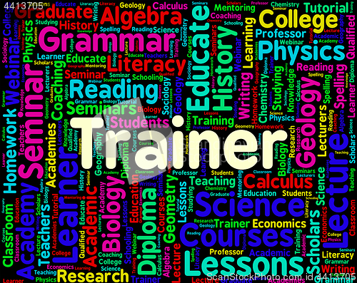 Image of Trainer Word Means Give Lessons And Coaching