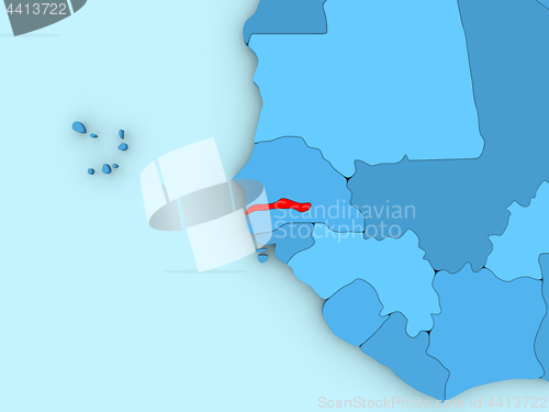 Image of Gambia on 3D map