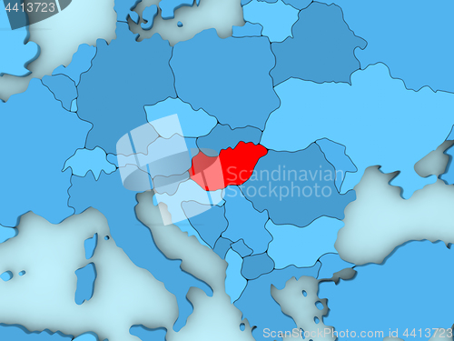 Image of Hungary on 3D map