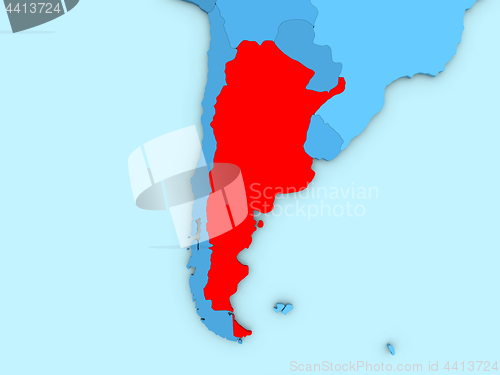 Image of Argentina on 3D map