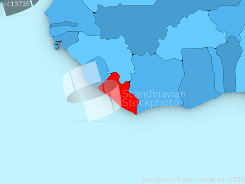 Image of Liberia on 3D map