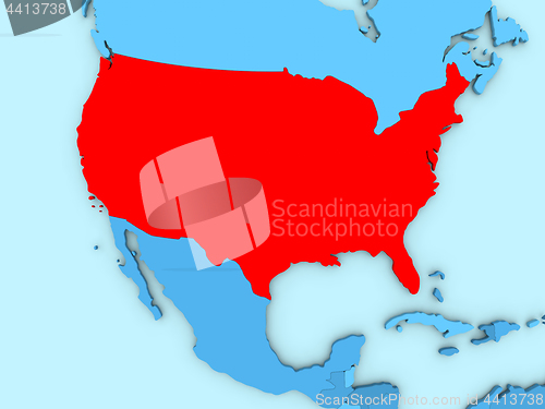 Image of USA on 3D map