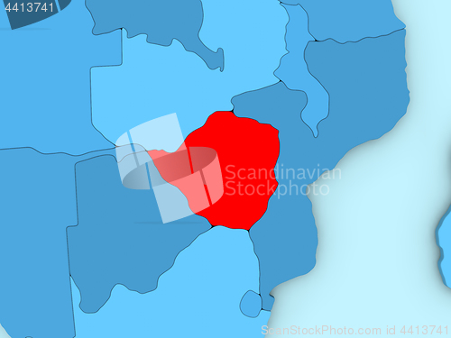 Image of Zimbabwe on 3D map