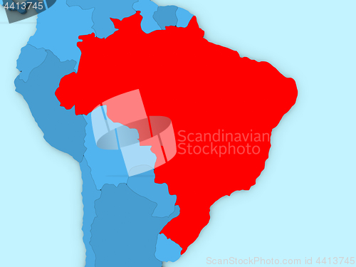 Image of Brazil on 3D map