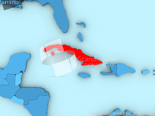 Image of Cuba on 3D map