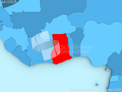 Image of Ghana on 3D map