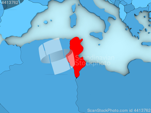 Image of Tunisia on 3D map