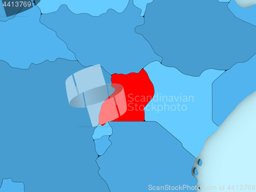 Image of Uganda on 3D map