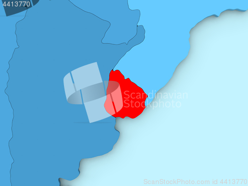 Image of Uruguay on 3D map