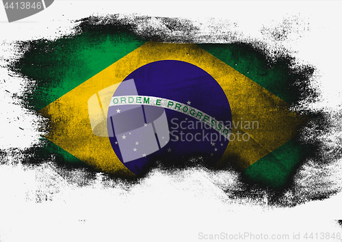 Image of Brazil flag painted with brush