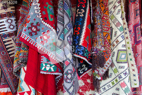 Image of Oriental carpets in street market