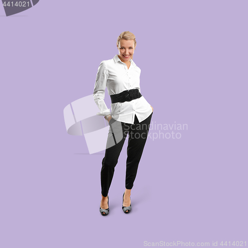 Image of Woman isolated on trendy gradient background