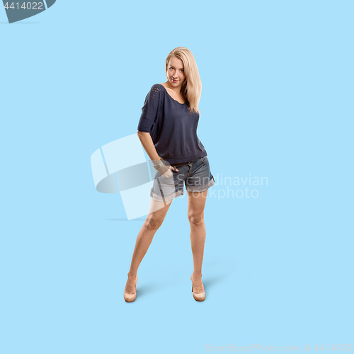 Image of Woman isolated on trendy gradient background