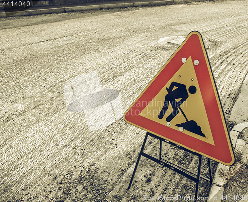 Image of Vintage looking Road works