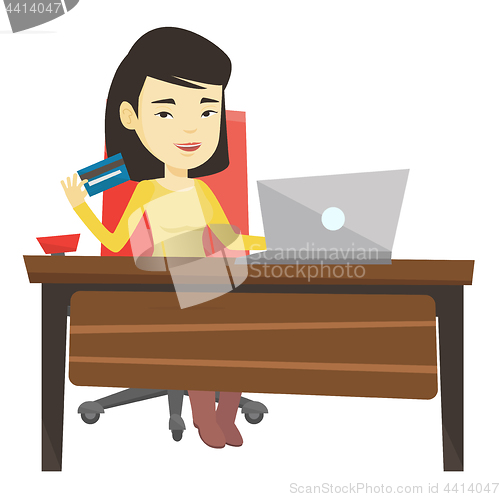 Image of Woman shopping online vector illustration.