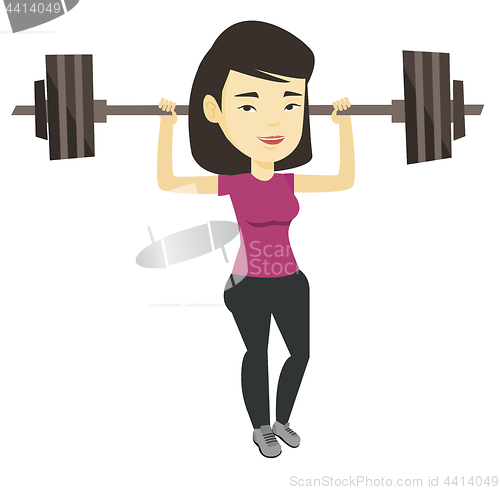 Image of Woman lifting barbell vector illustration.