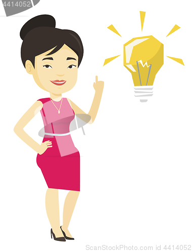 Image of Student pointing at idea bulb vector illustration